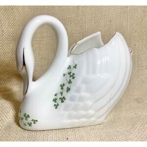 Royal Tara Irish fine bone china TRELLIS SHAMROCK swan creamer